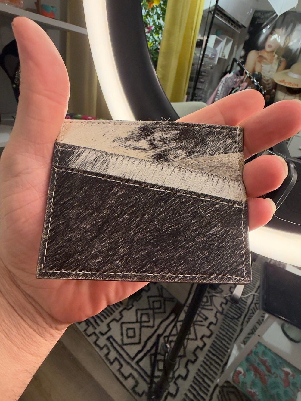 American Darling Black & White Haircalf Card Sleeve